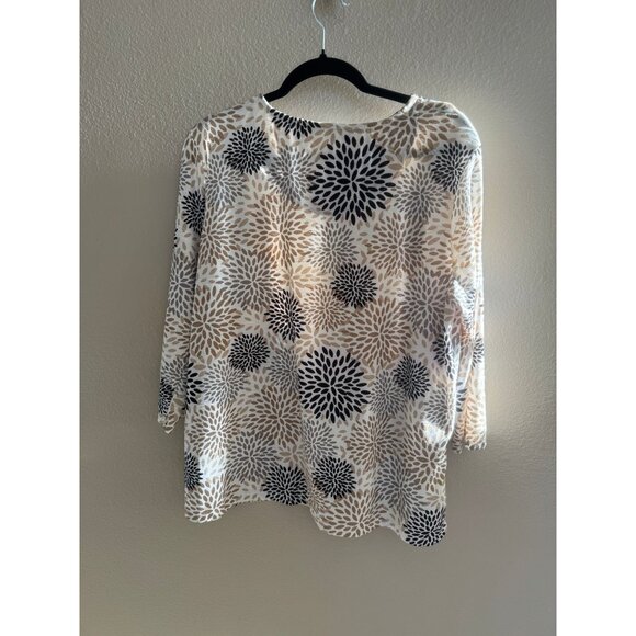 Emily Daniels‎ Women's Tan & Black Blouse XL long sleeve polyester round neck - Picture 1 of 7